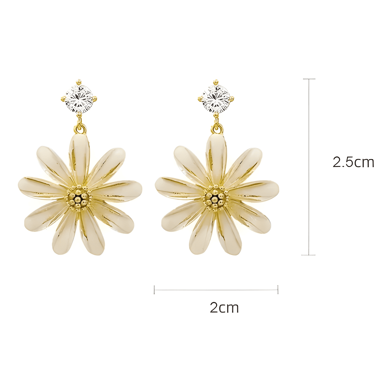 Aros Colgantes Flor De Luz Pasador De Plata S925 Dorado-2