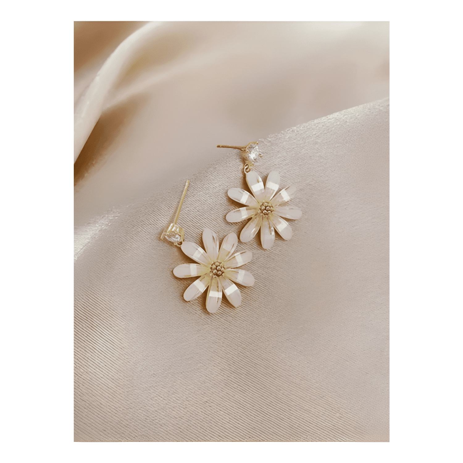 Aros Colgantes Flor De Luz Pasador De Plata S925 Dorado-3