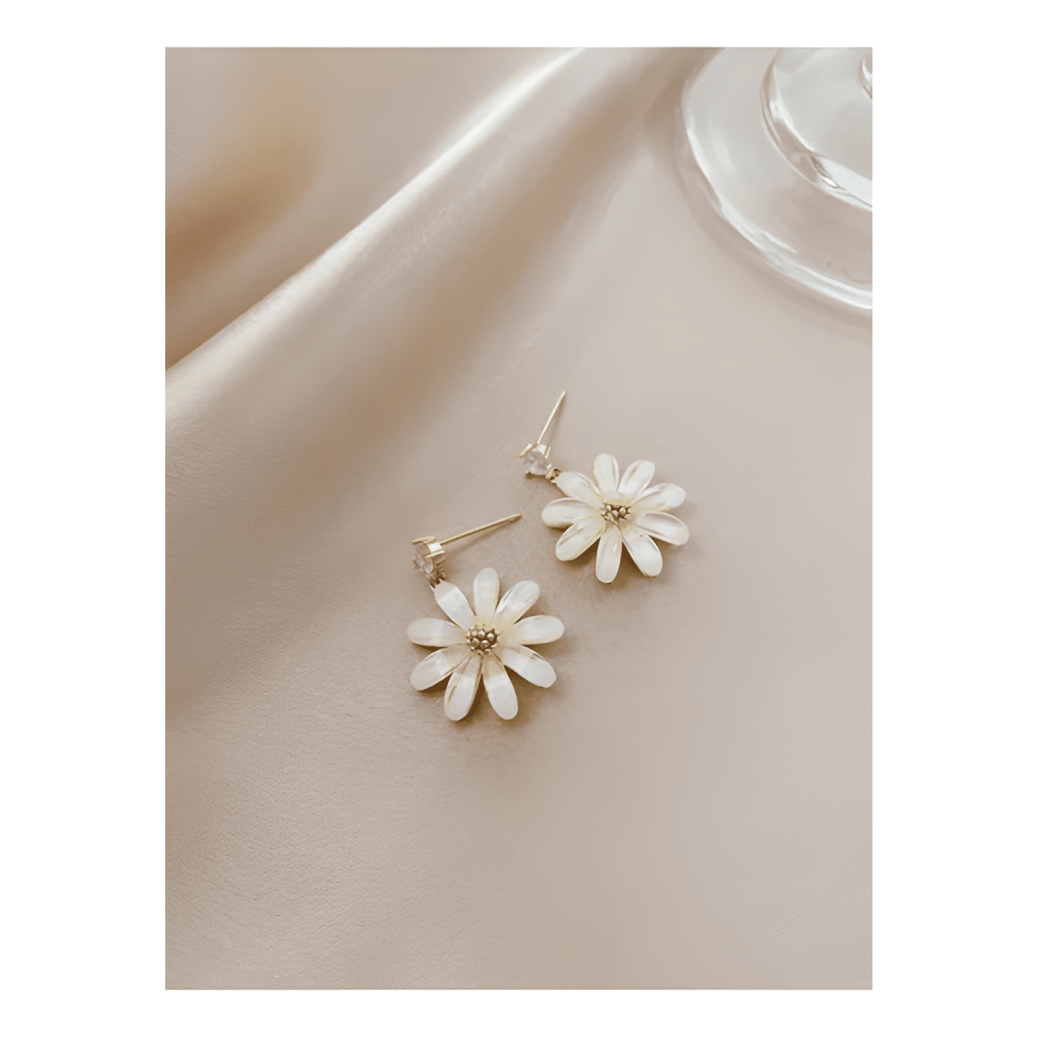 Aros Colgantes Flor De Luz Pasador De Plata S925 Dorado-4