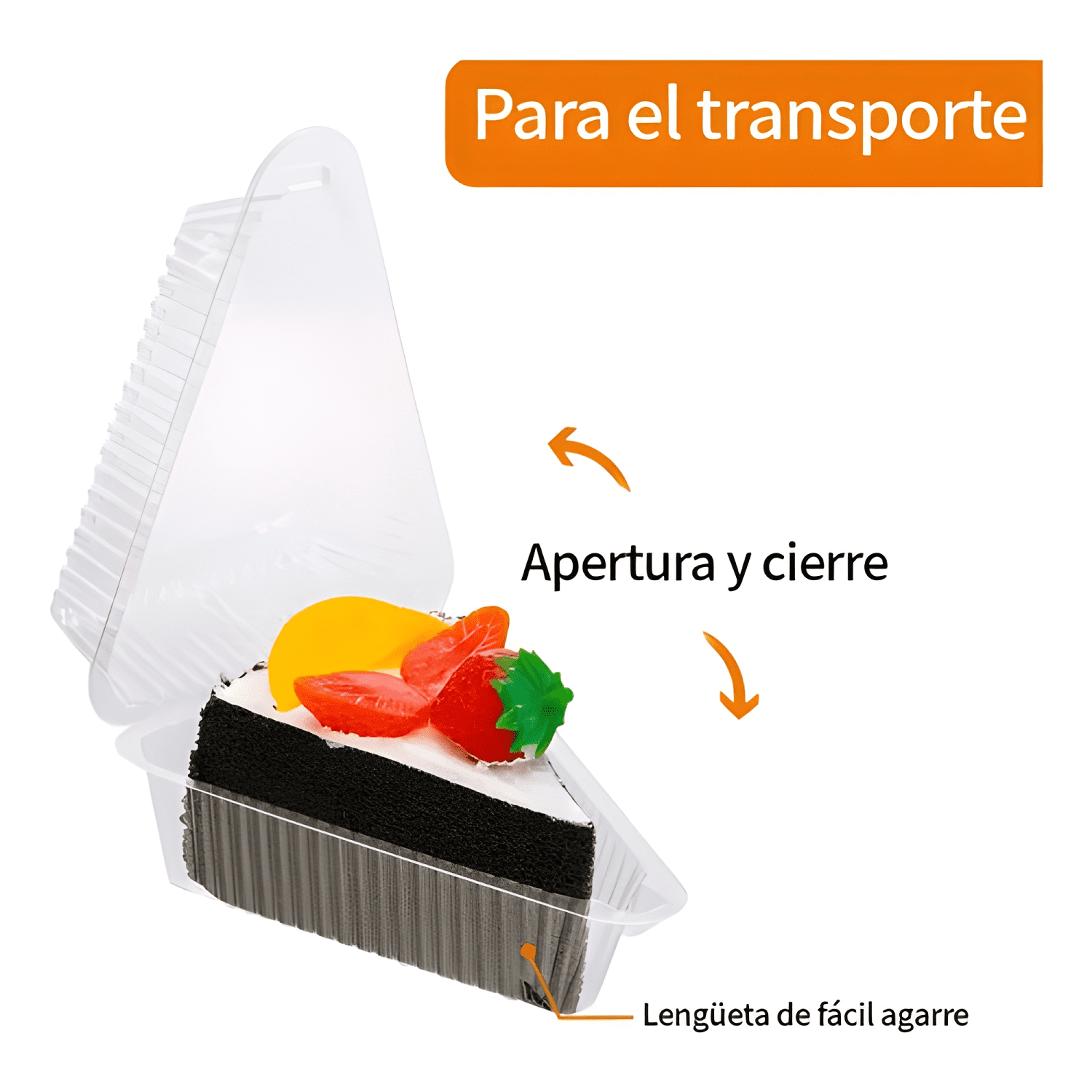 Envase triangular porta torta 13x10x7 cm 100u #1-2