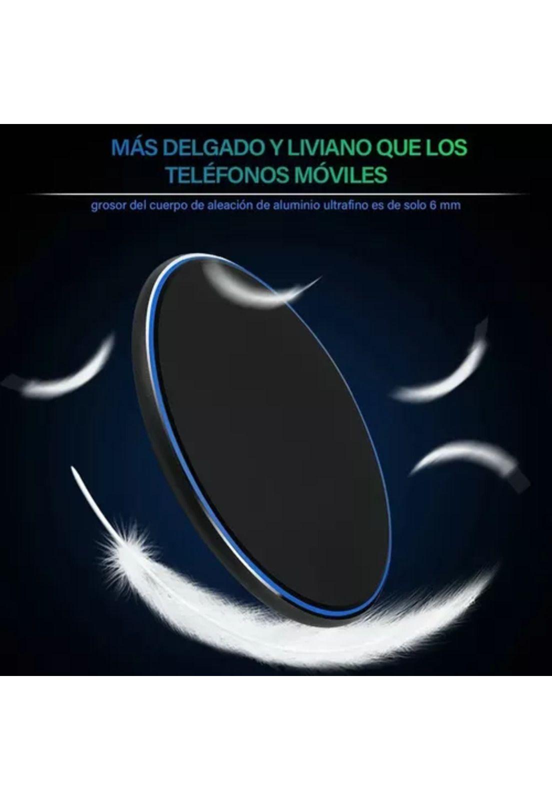Cargador inalámbrico 15W carga rápida con cable ultraligero negro-3