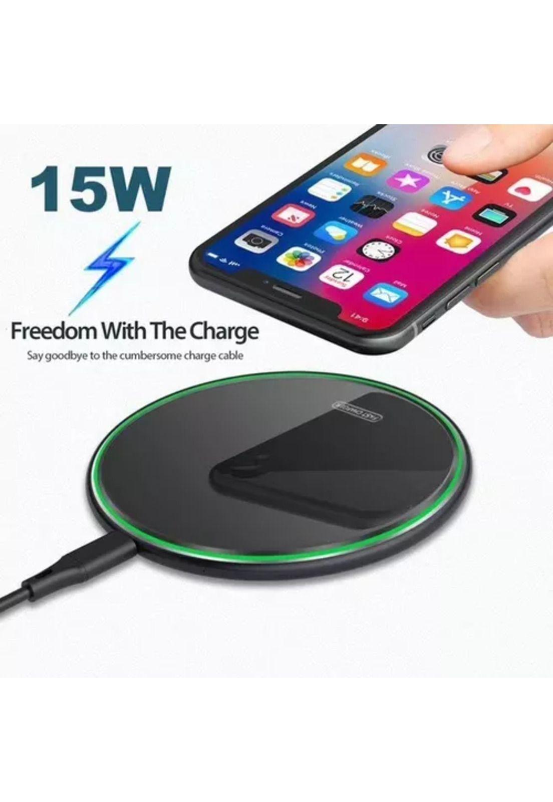 Cargador inalámbrico 15W carga rápida con cable ultraligero negro-7