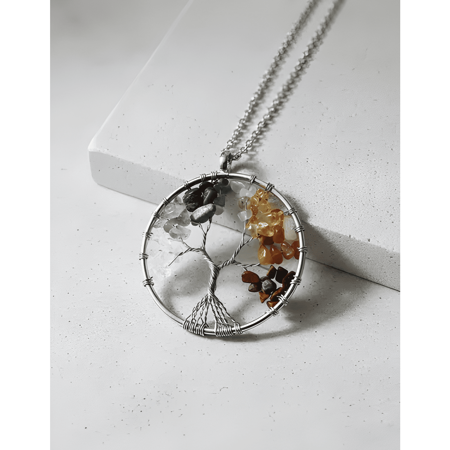 Collar con colgante árbol de la vida + pulsera 7 chakras-2