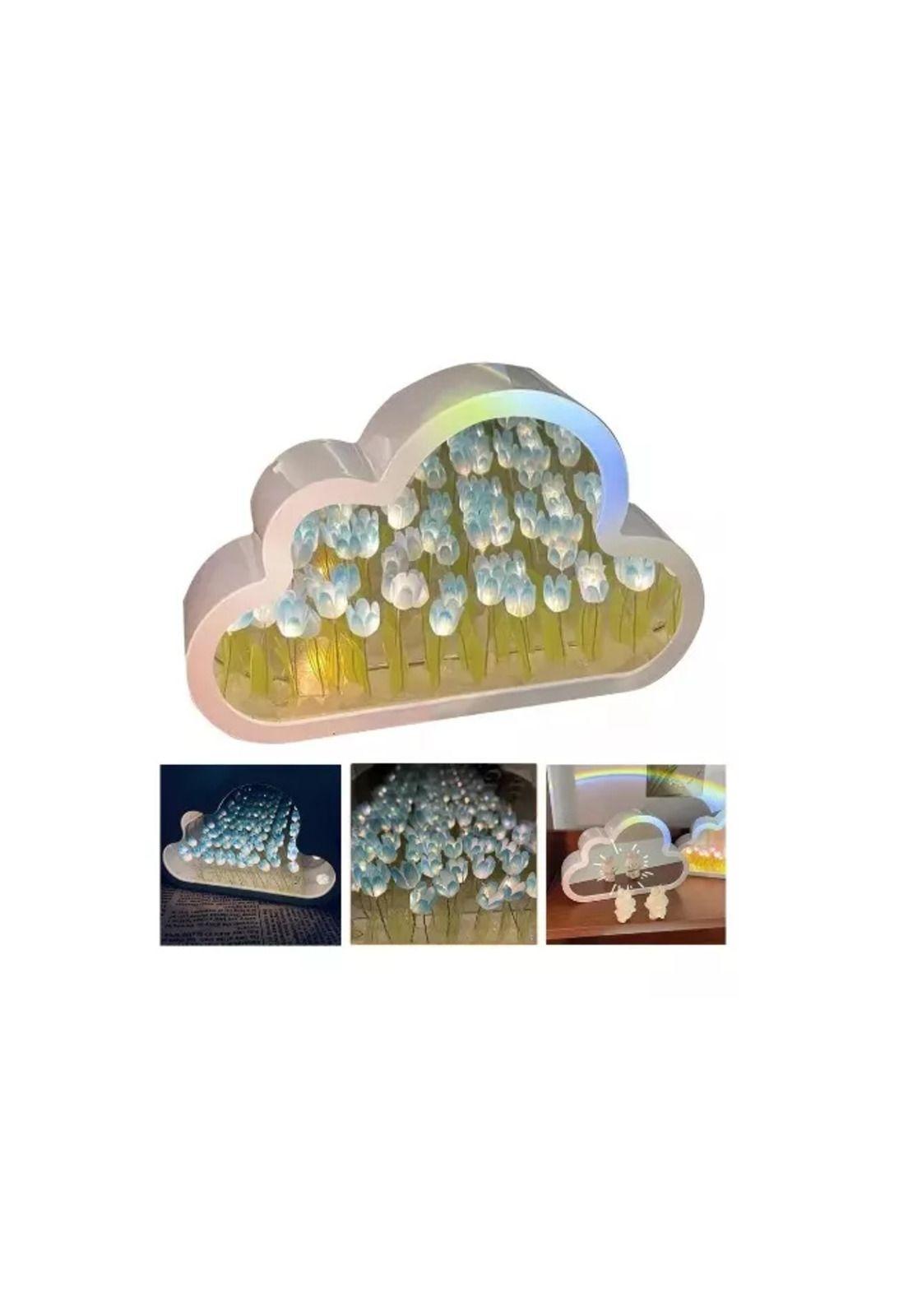 Luz Nocturna con Espejo Tulipán Nube para Dormitorio Azul-3