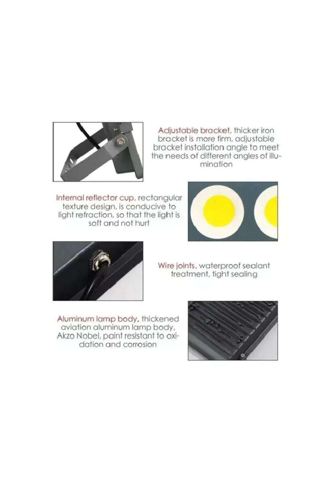 Luz lámpara foco led plano reflector 50w exterior negro-4