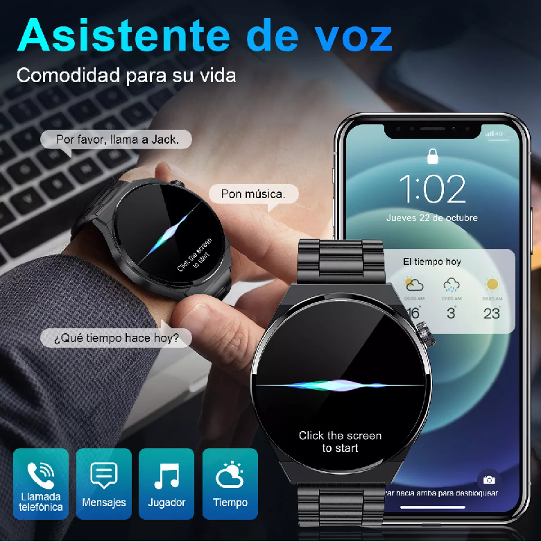 Reloj inteligente bluetooth llamada smartwatch color negro-2