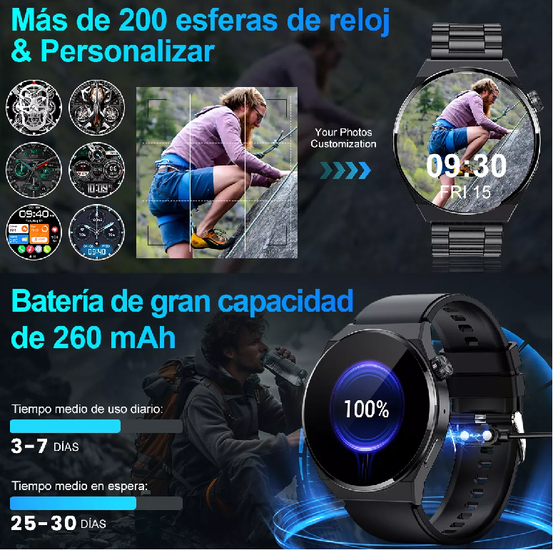 Reloj inteligente bluetooth llamada smartwatch color negro-3