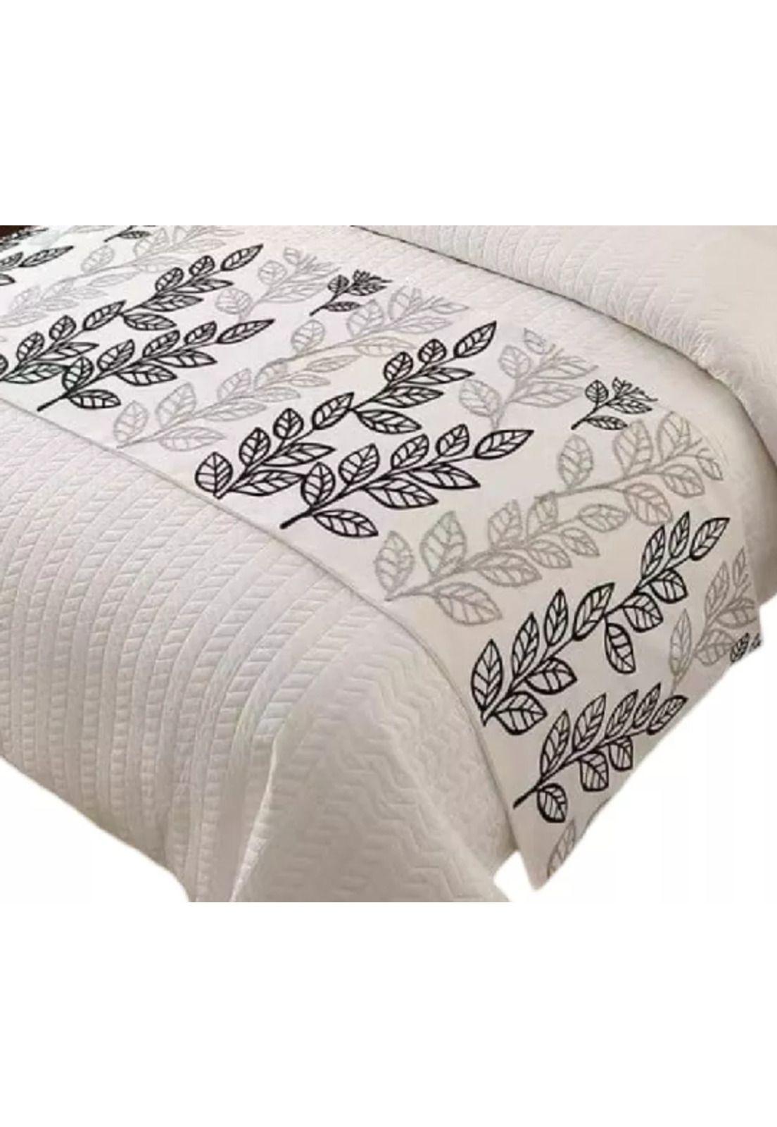 Piecera bordada para cama sin fundas de cojín diseño 6 color crema-2