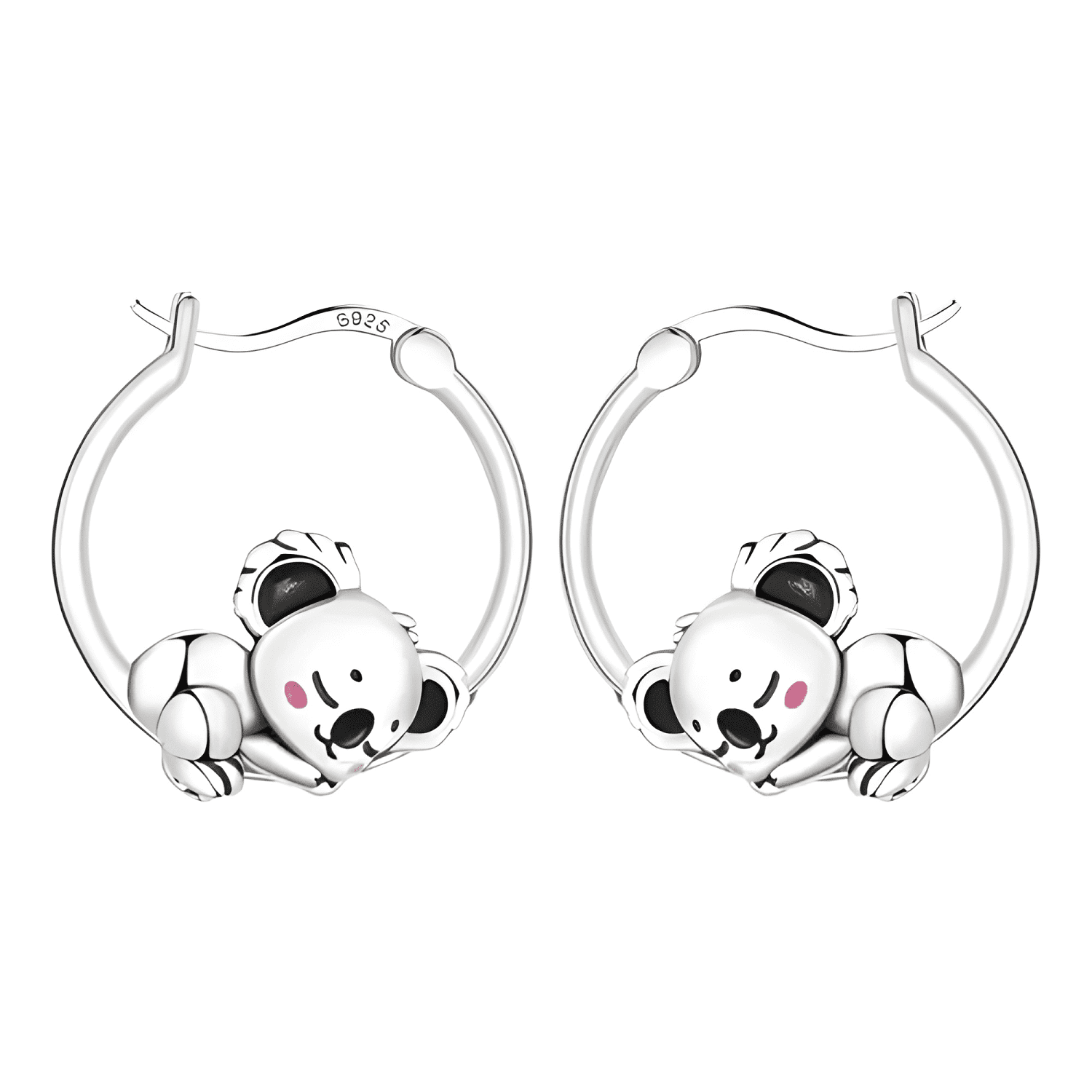 Aros Argolla Moda Plata 925 Pendientes Mujer Panda Kawaii #2-2