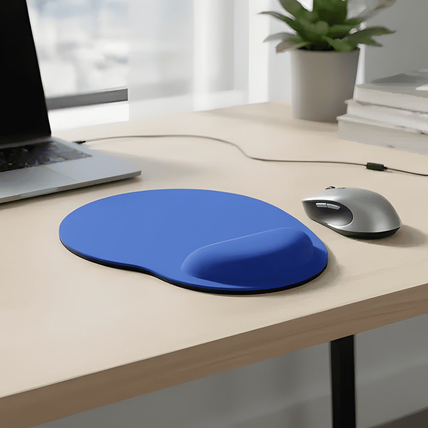 Mouse Pad Gel Apoya Muñeca Ergonomico Antideslizante Azul-0