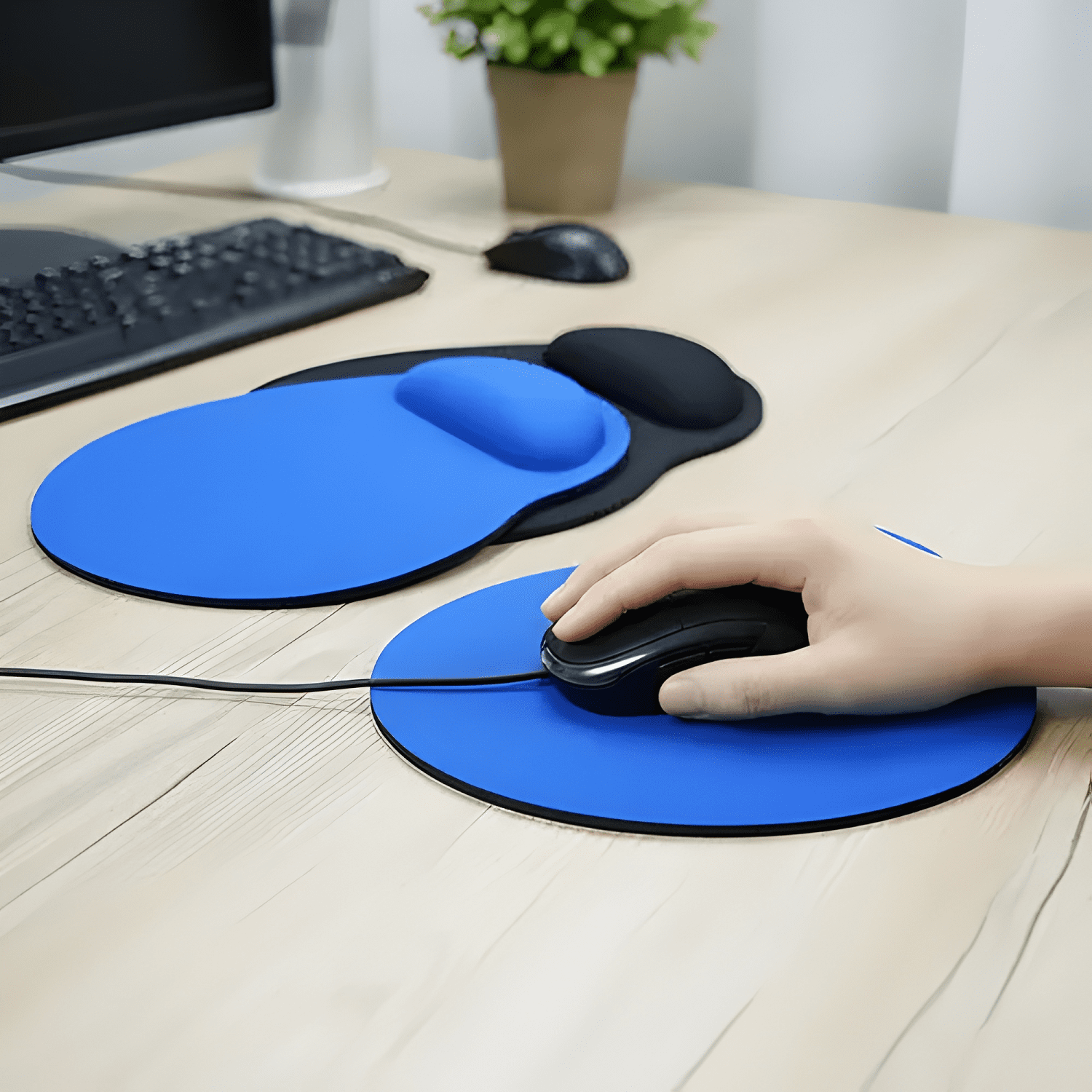 Mouse Pad Gel Apoya Muñeca Ergonomico Antideslizante Azul-4