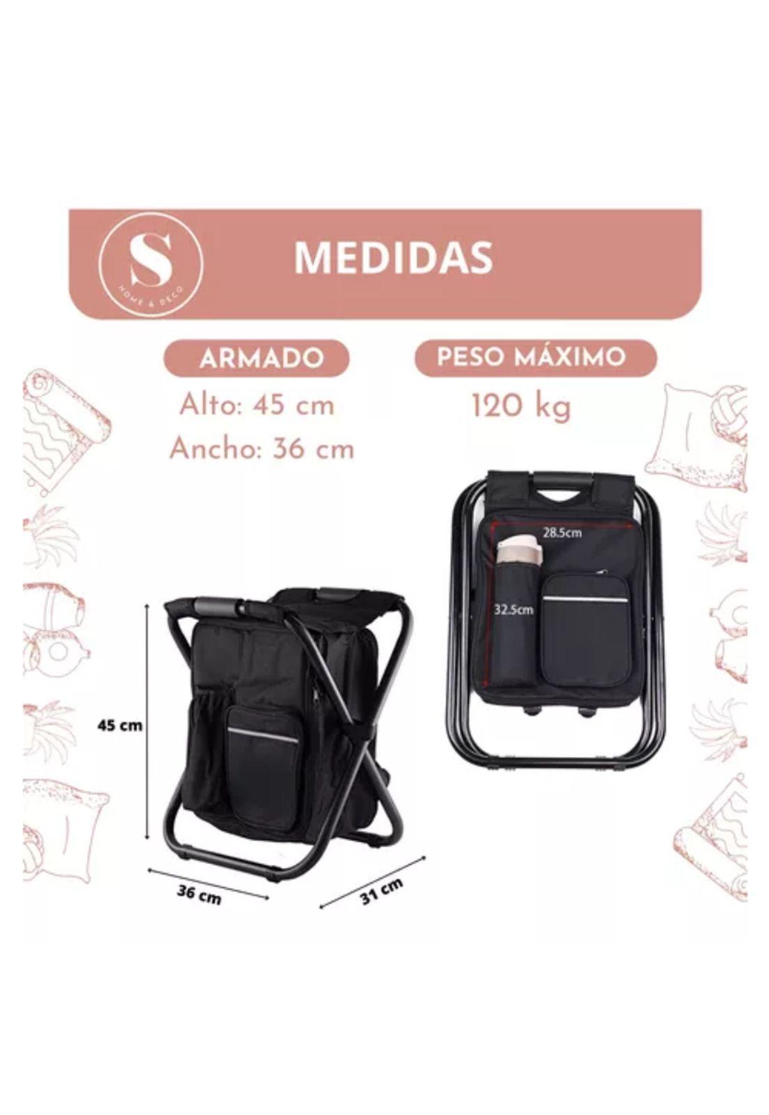 Silla de camping con mochila portátil negra-2
