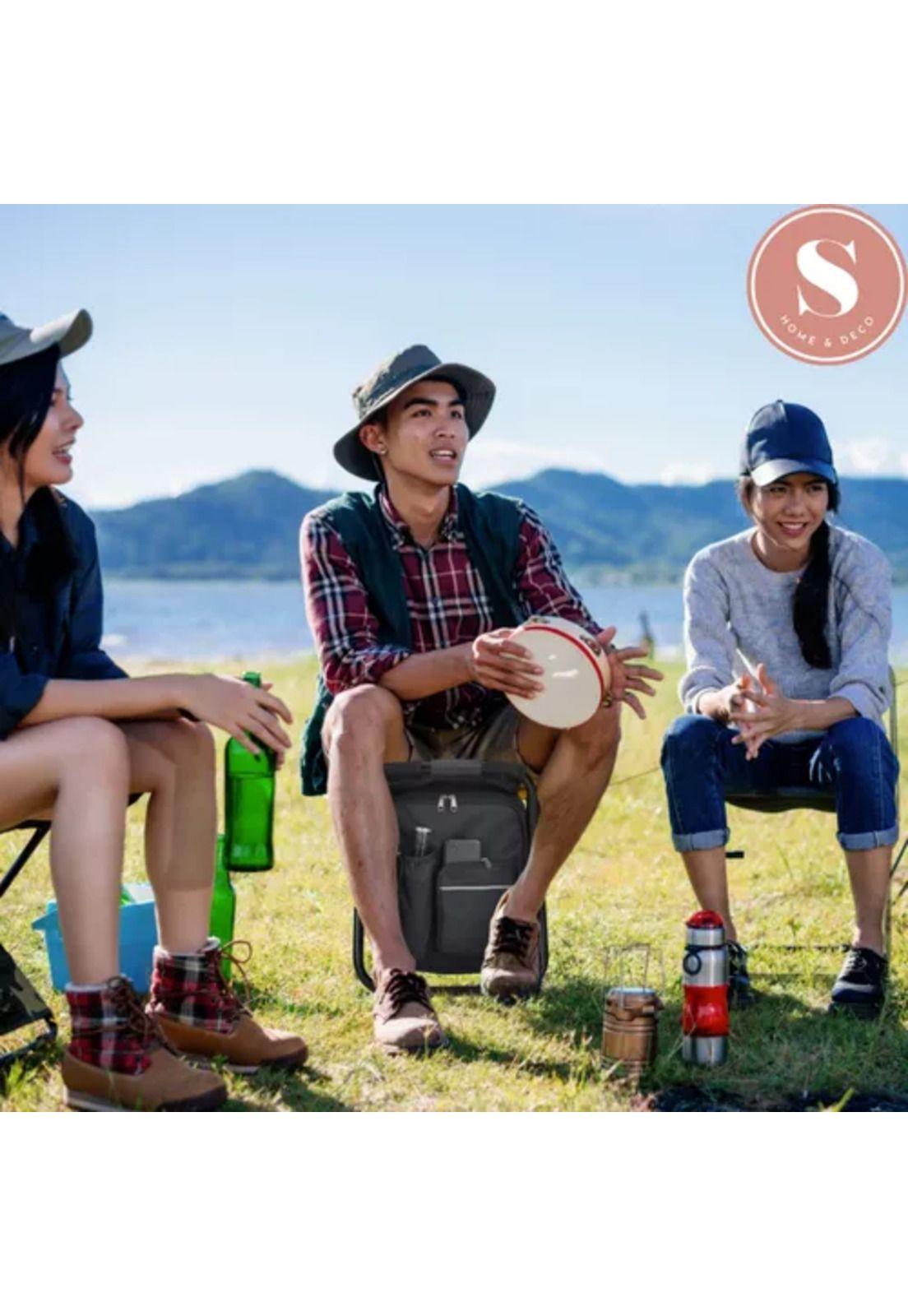 Silla de camping con mochila portátil negra-4
