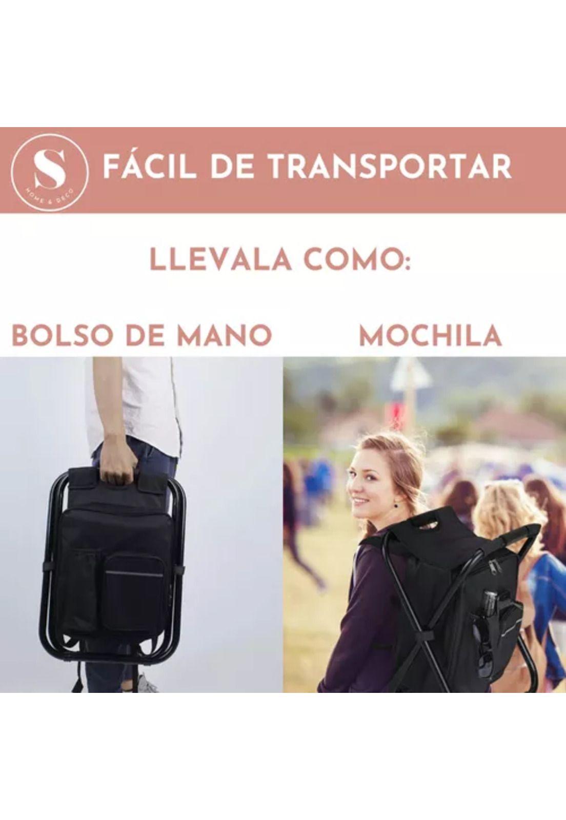 Silla de camping con mochila portátil negra-5