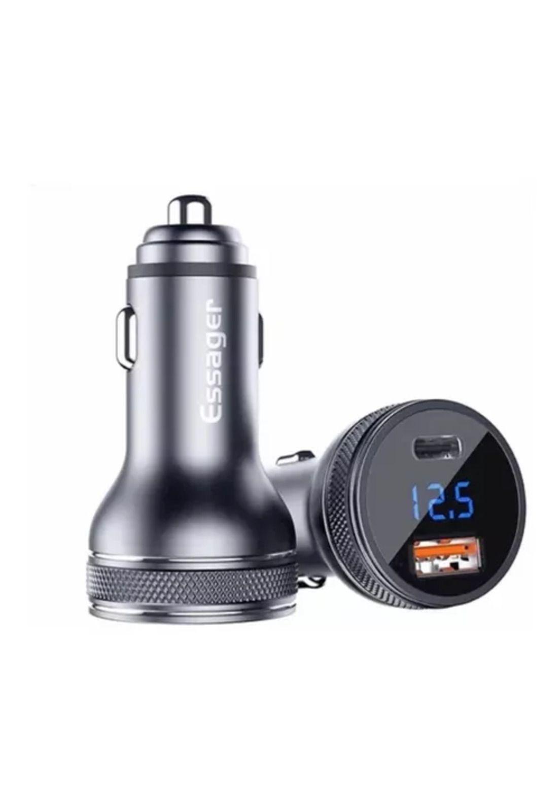 Cargador auto Essager carga rápida 36W tipo USB y tipo C negro-0