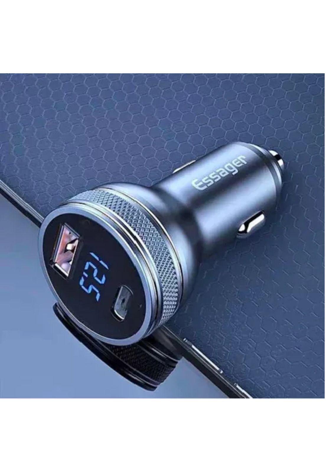 Cargador auto Essager carga rápida 36W tipo USB y tipo C negro-2