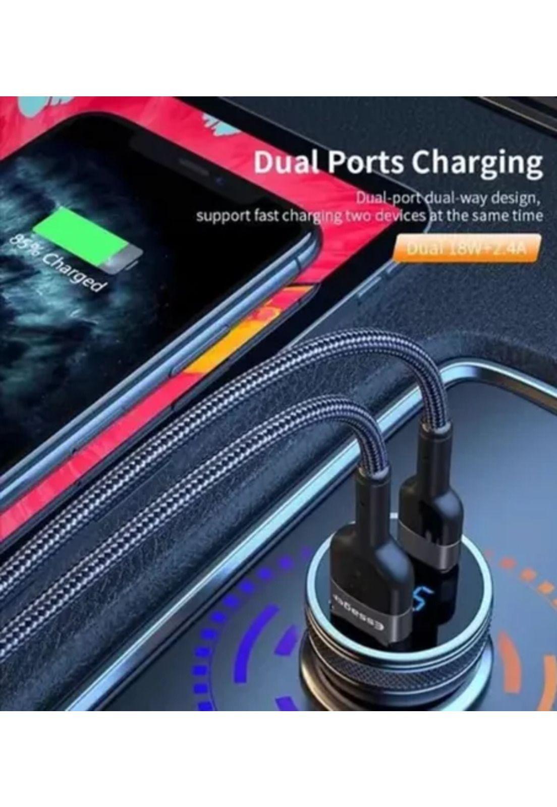 Cargador auto Essager carga rápida 36W tipo USB y tipo C negro-3