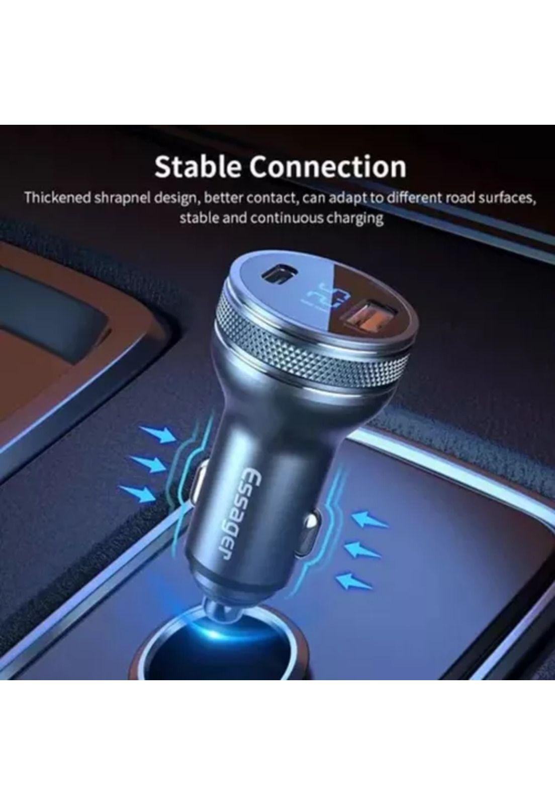 Cargador auto Essager carga rápida 36W tipo USB y tipo C negro-6