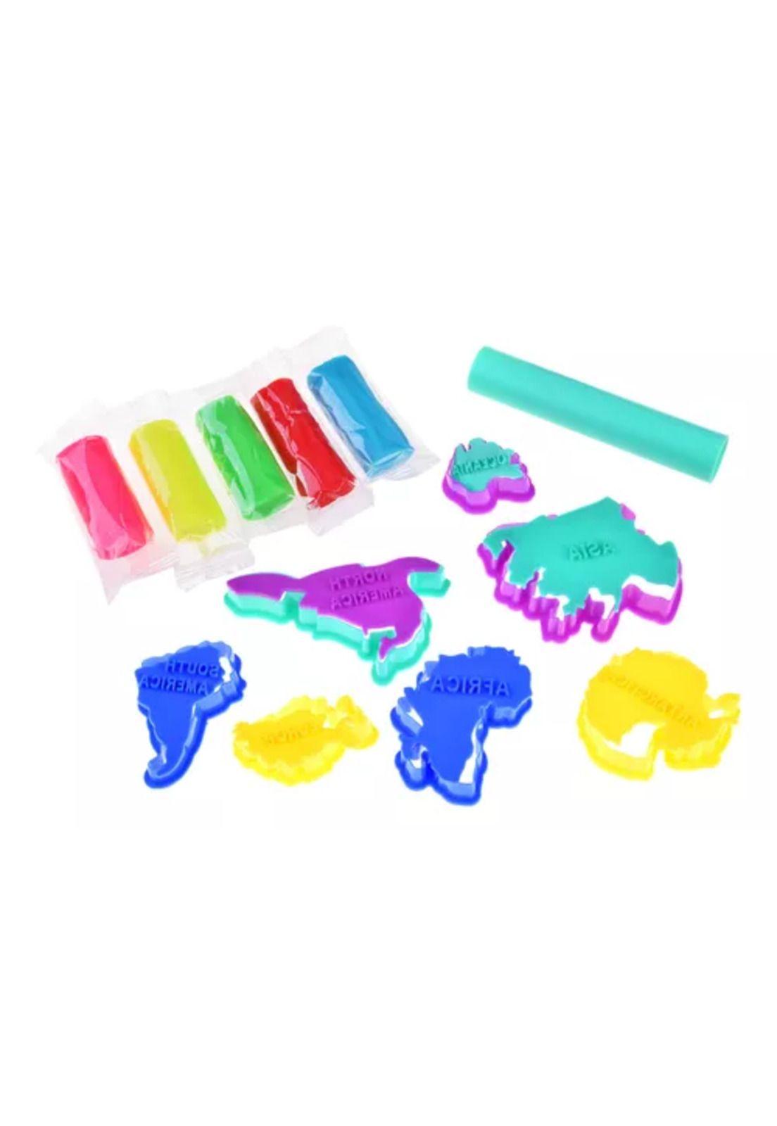 Set de plastilina didáctico figuras/mapamundi continentes 5 piezas-3
