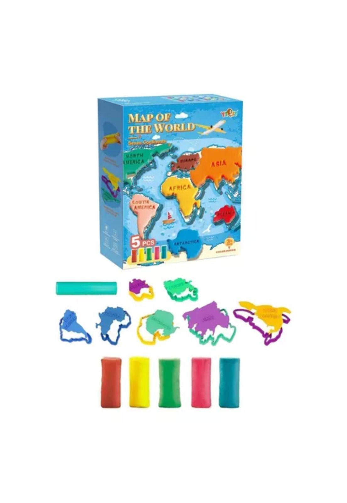 Set de plastilina didáctico figuras/mapamundi continentes 5 piezas-4