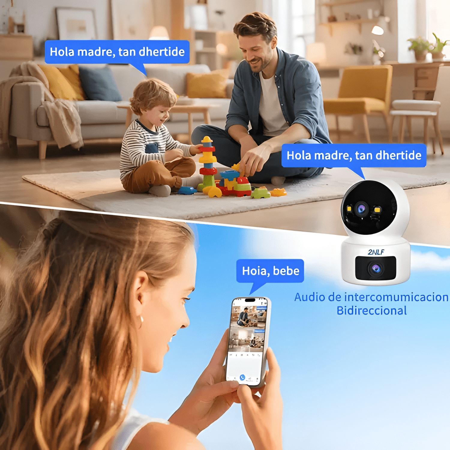 2nlf® 5g Cámara de Seguridad Wifi Ip 360° Doble Pantalla-3