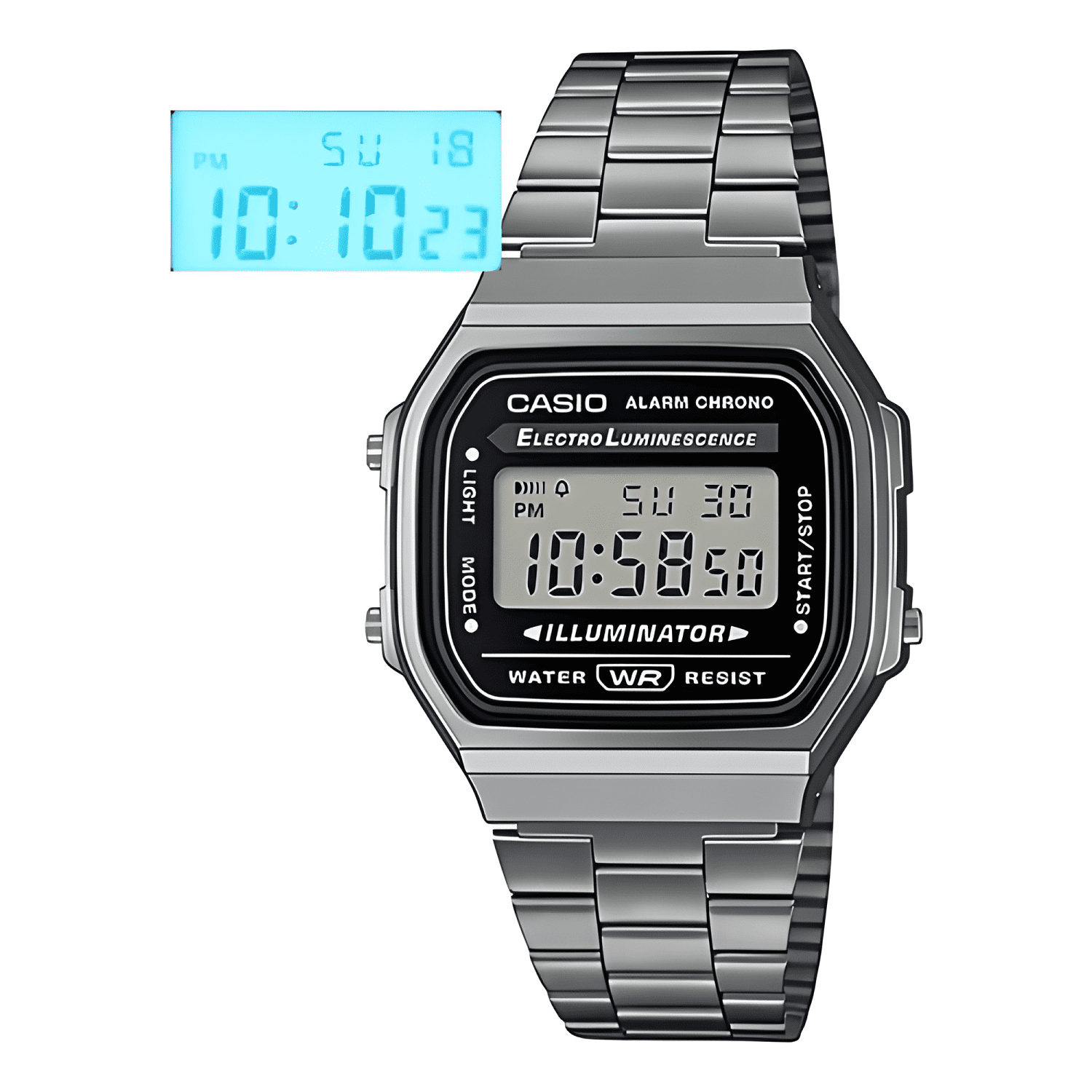Reloj pulsera digital casio a-168wgg-1b con correa de acero-2