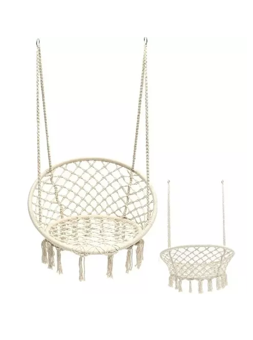 Silla hamaca colgante para terraza o jardín color blanco-2