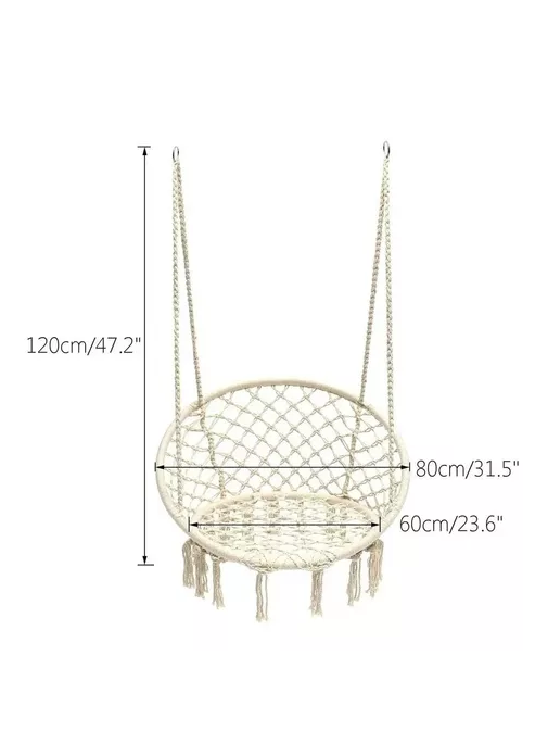 Silla hamaca colgante para terraza o jardín color blanco-3
