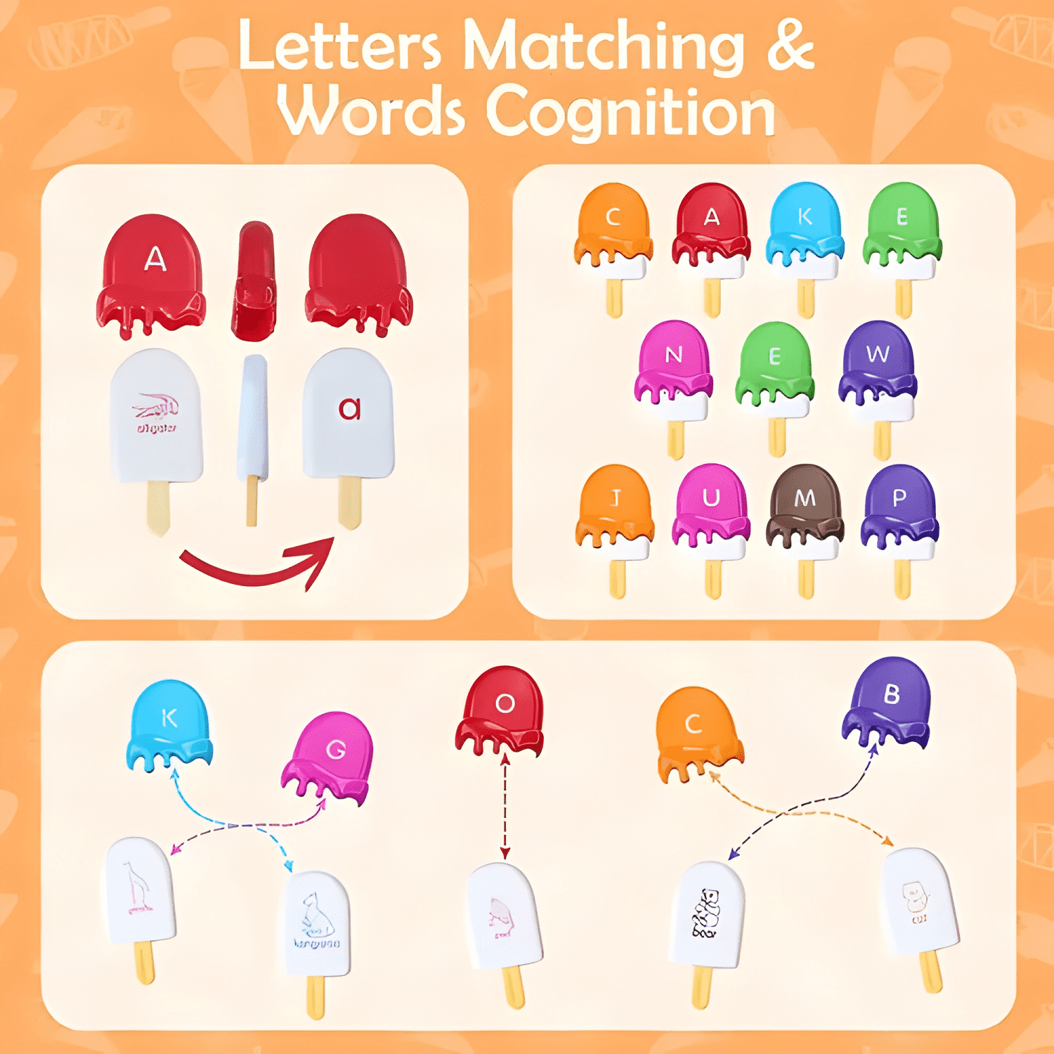 Juego alfabético montessori de emparejamiento diseño helado-4
