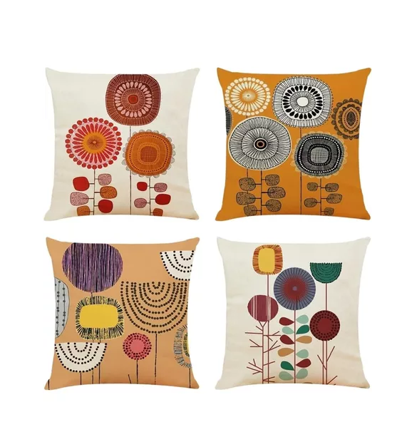 Set de 4 Fundas Cojín Lino Algodón Cuadrado 45 cm Beige-1