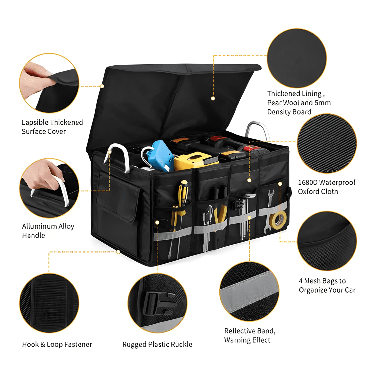 Organizador De Maletero De Automóvil Plegable Con Tapa-2