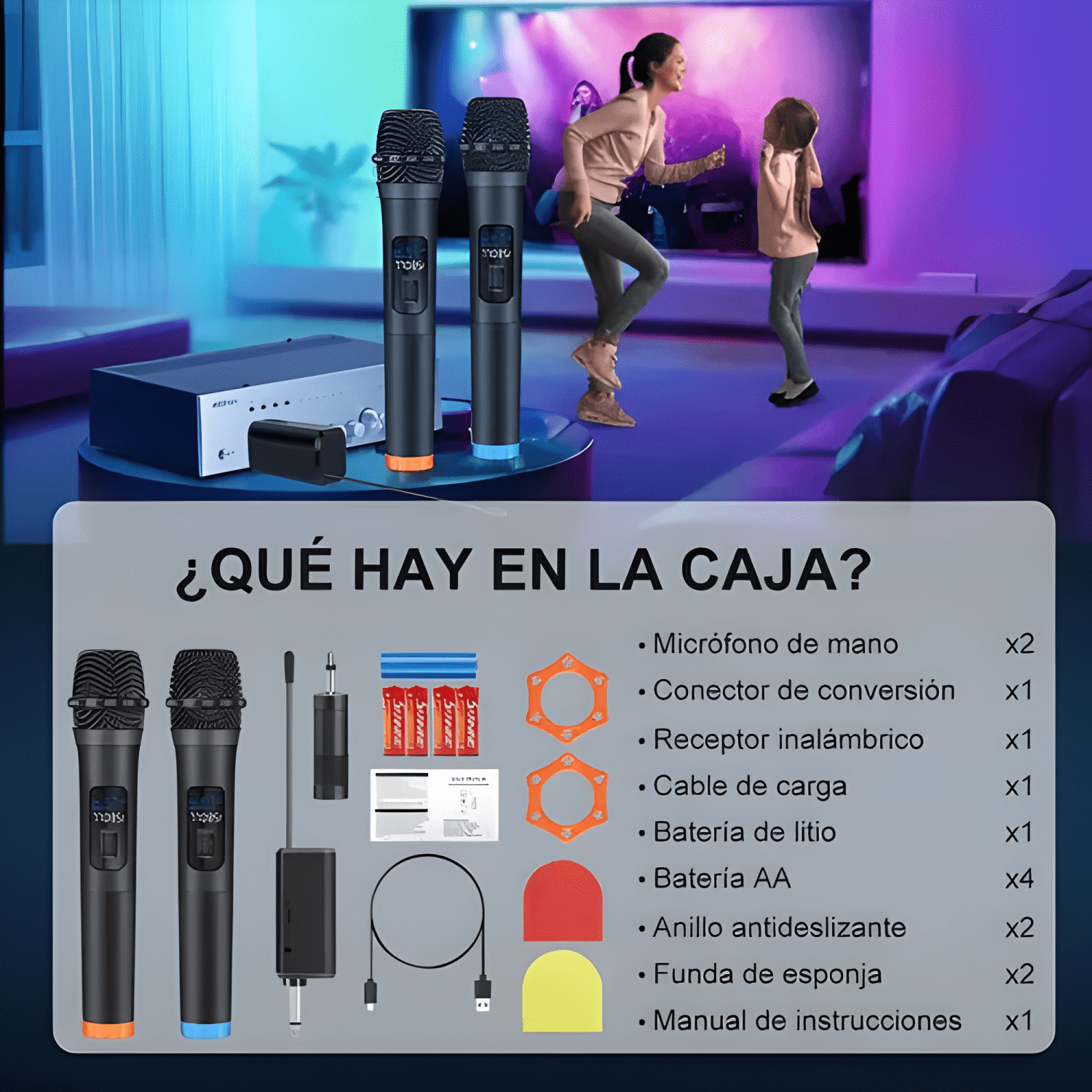 2Pcs universal micrófono inalámbrico profesional karaoke #3-4