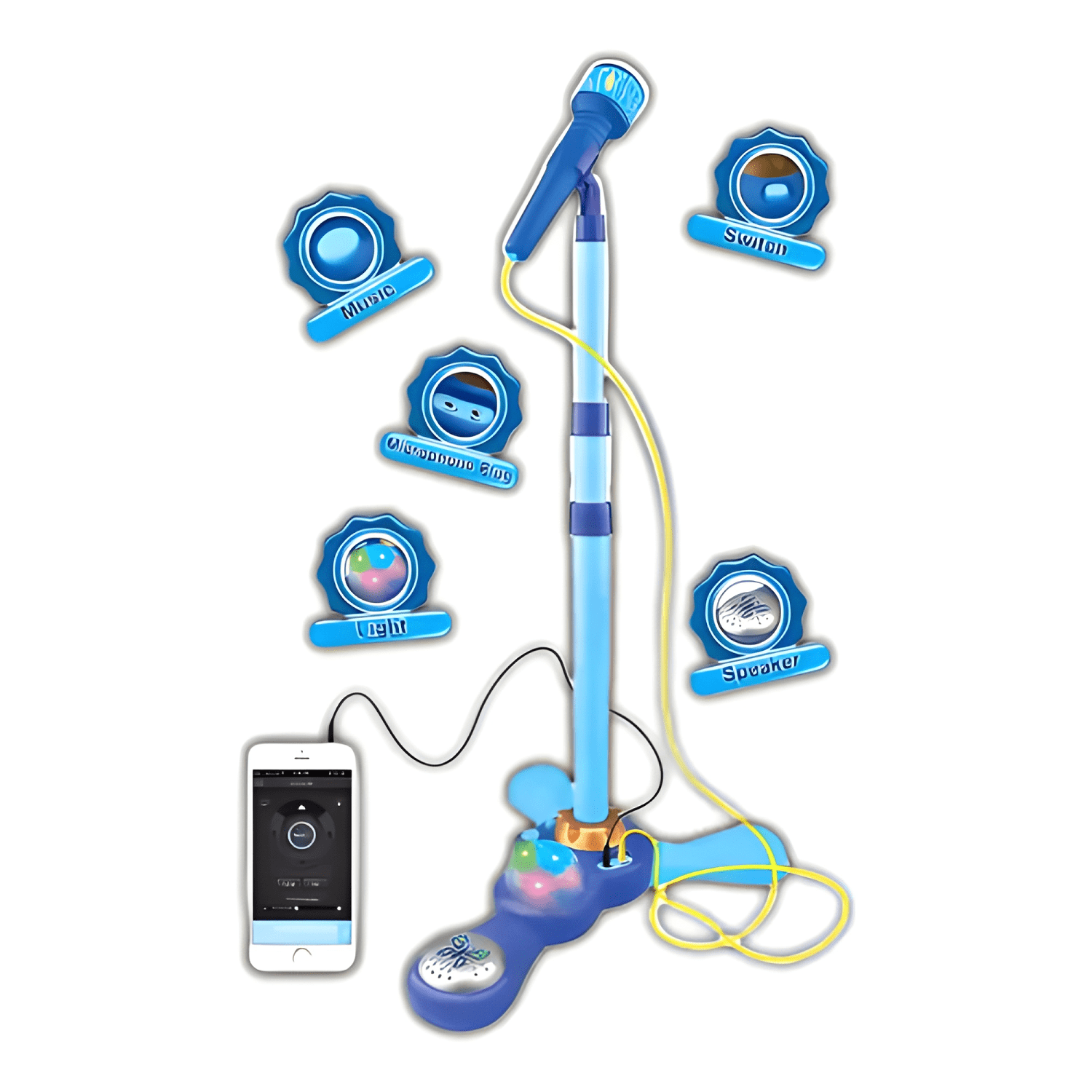 Micrófono pedestal juguete mp3 con luces infantil Azul-1