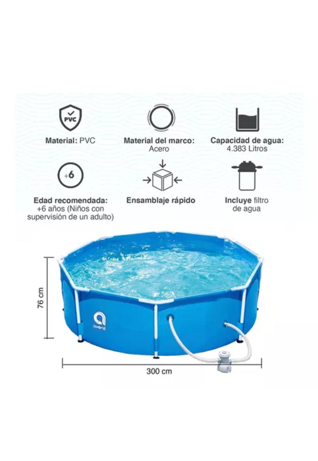 Piscina estructural Avenli 300 cm diámetro 4383 L celeste-2