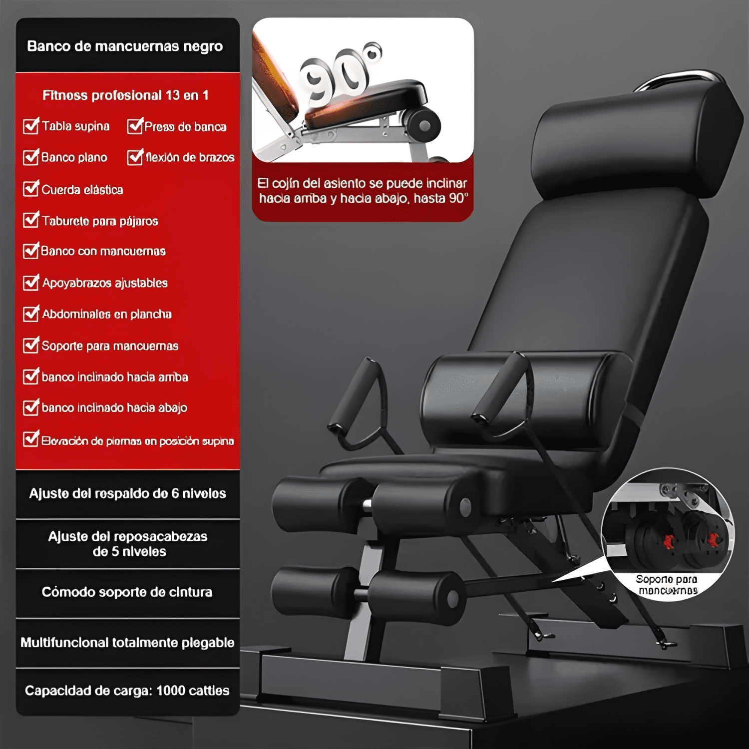 Banco inclinable plegable ajustable 13 en 1 #1-1