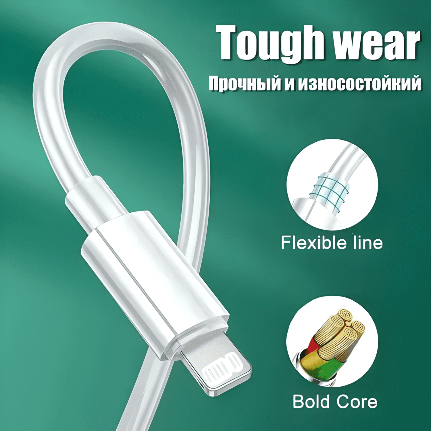 Cable USB c carga rápida para iphone 11 12 13 14 1m Blanco-2