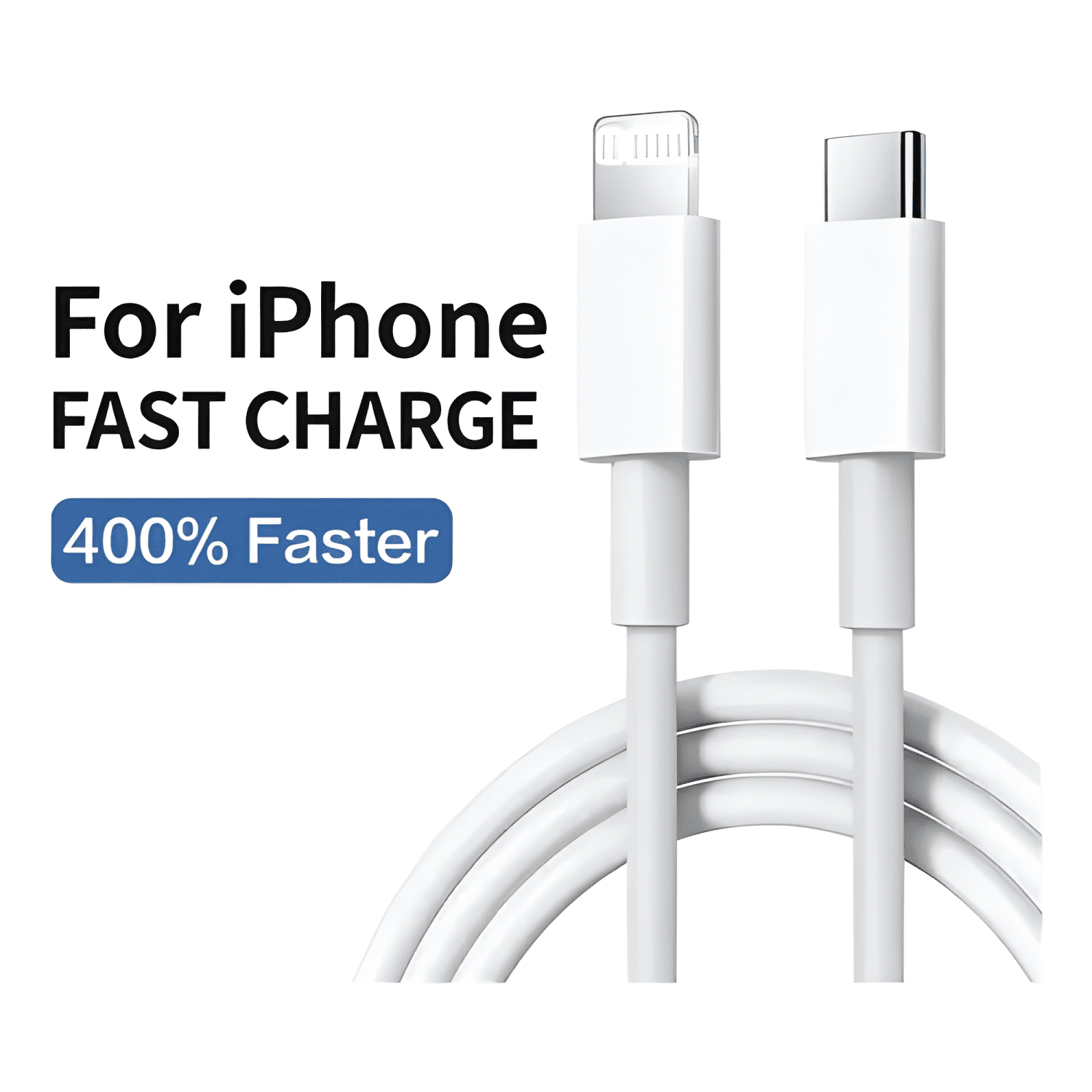 Cable USB c carga rápida para iphone 11 12 13 14 1m Blanco-3