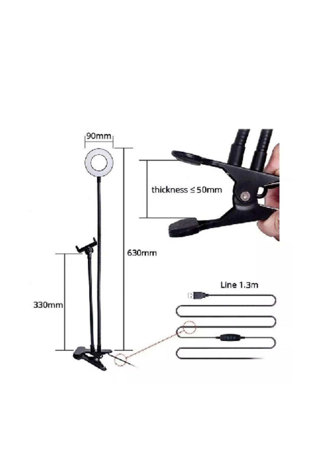 Aro luz LED flexible con soporte de celular para mesa-3
