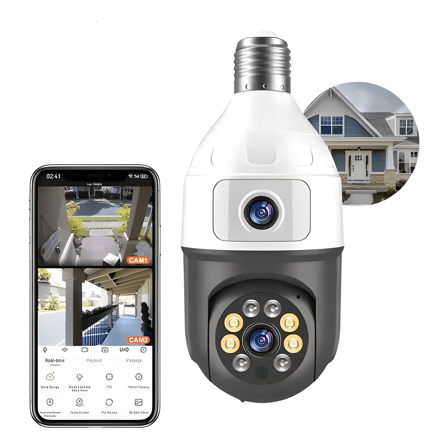 Camara Seguridad Wifi Doble Lente Vision Nocturna 2mp Blanco-2
