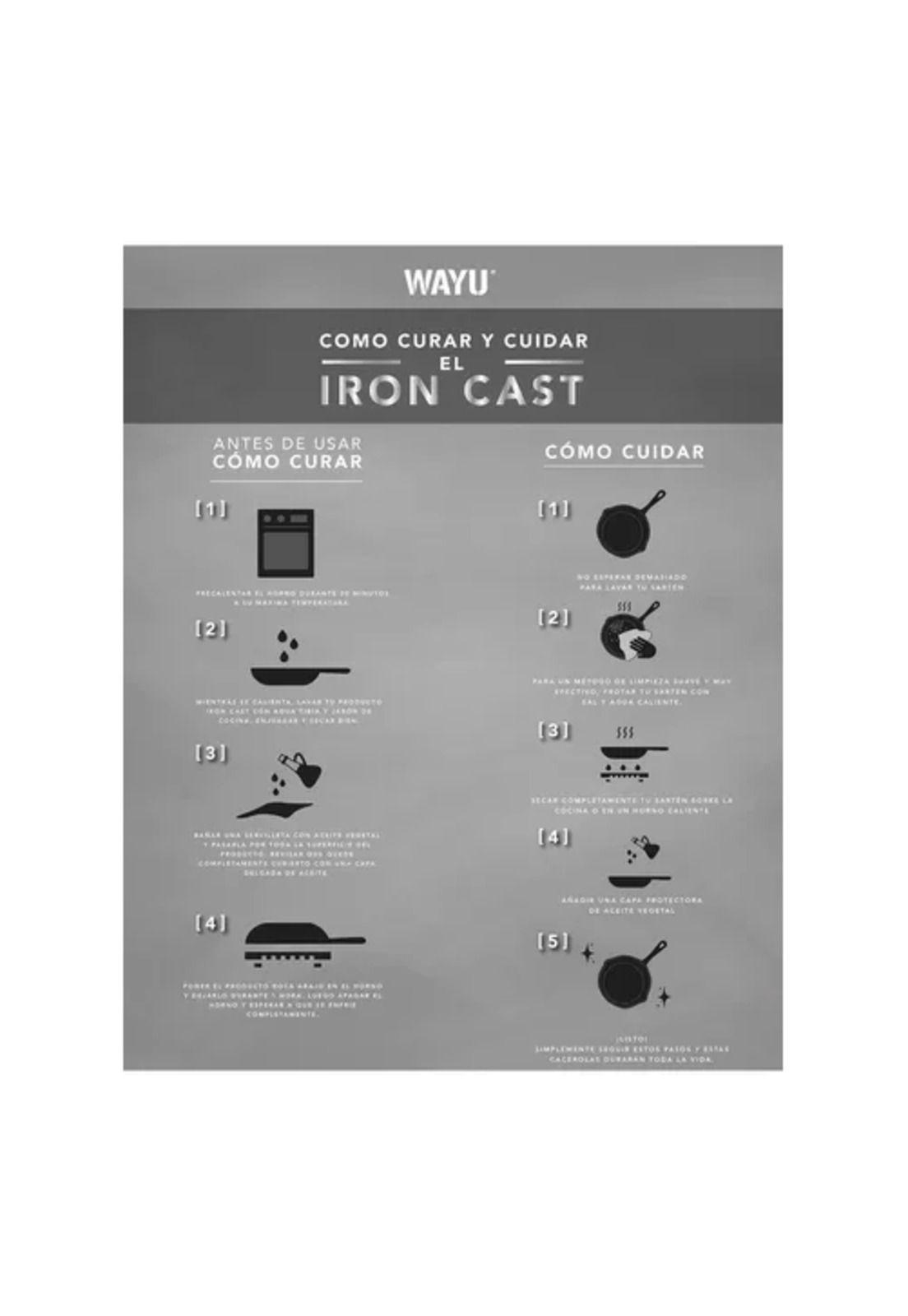 Sartén cuadrado Wayu de hierro fundido, color negro-3