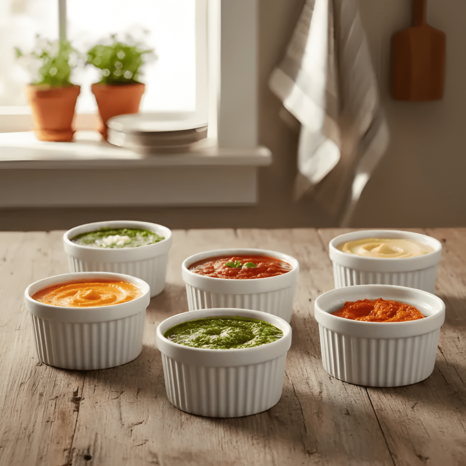 Pack 6 pocillo ramekin cerámica porcelana 9 CM salsas-1