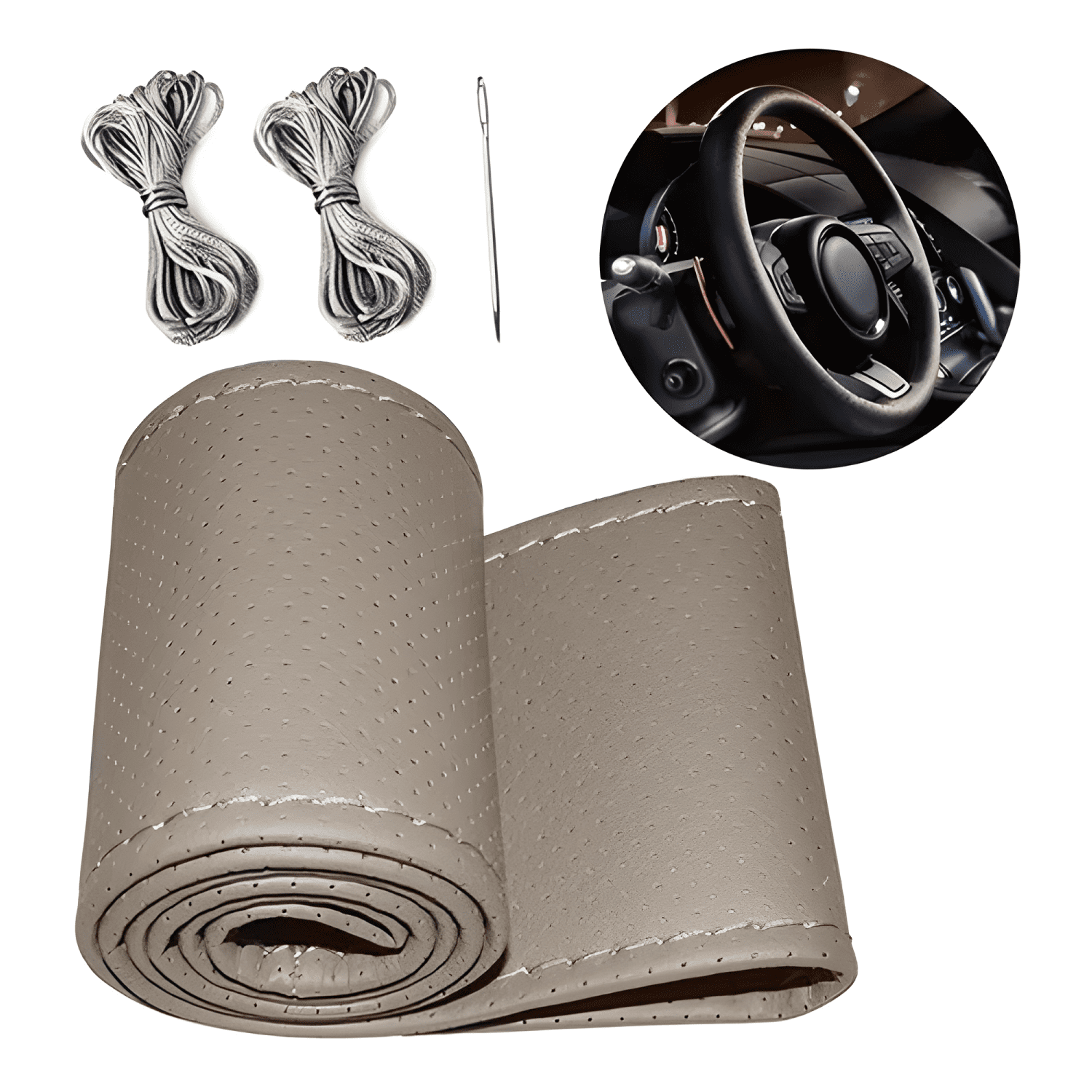 Funda Cubre Volante Cosido Antirresbalante para Auto 38 Cm-0