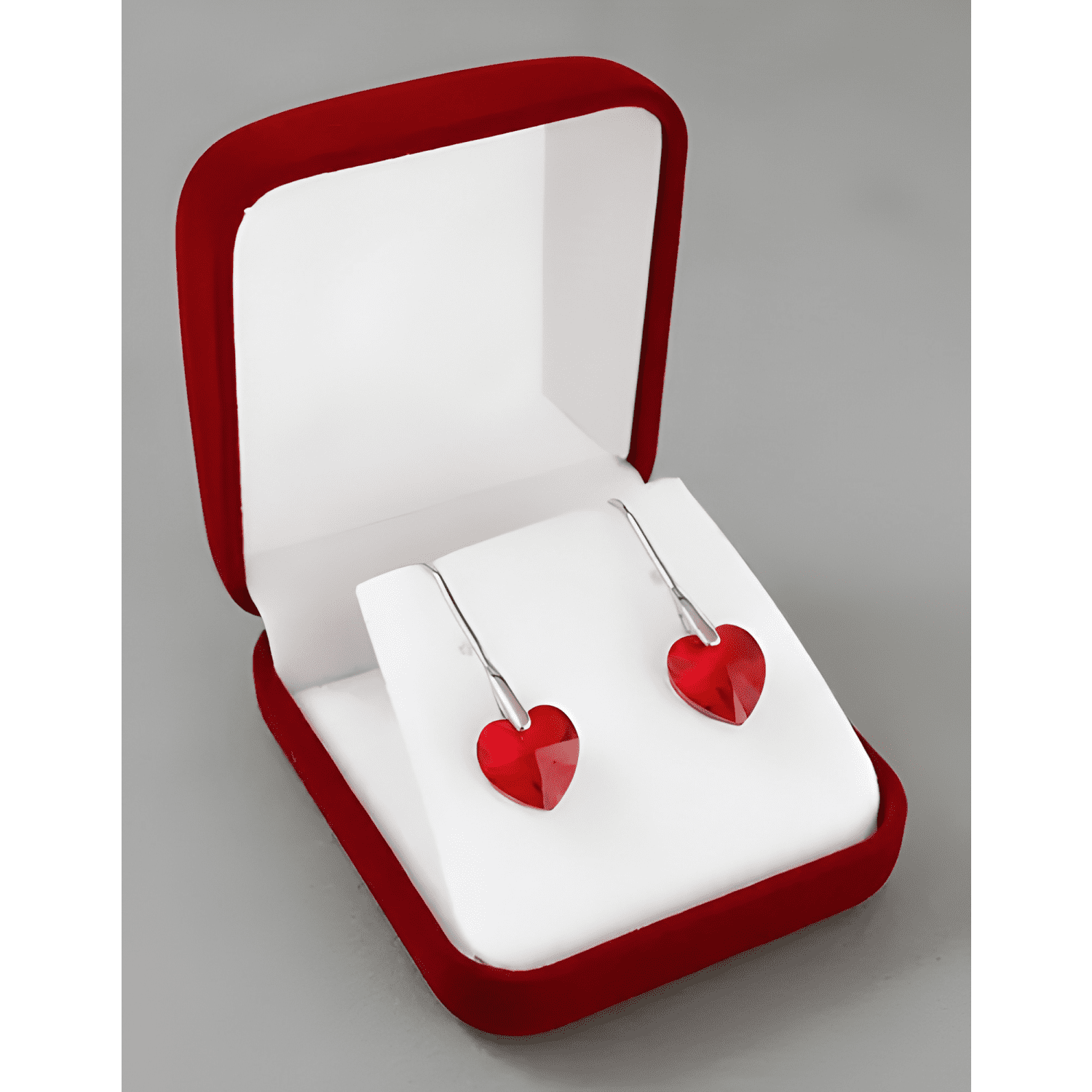 Aros De Plata 925 Cristal Swarovski Corazon Rojo-1
