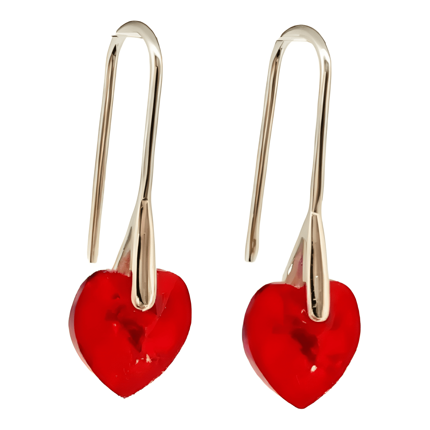 Aros De Plata 925 Cristal Swarovski Corazon Rojo-2