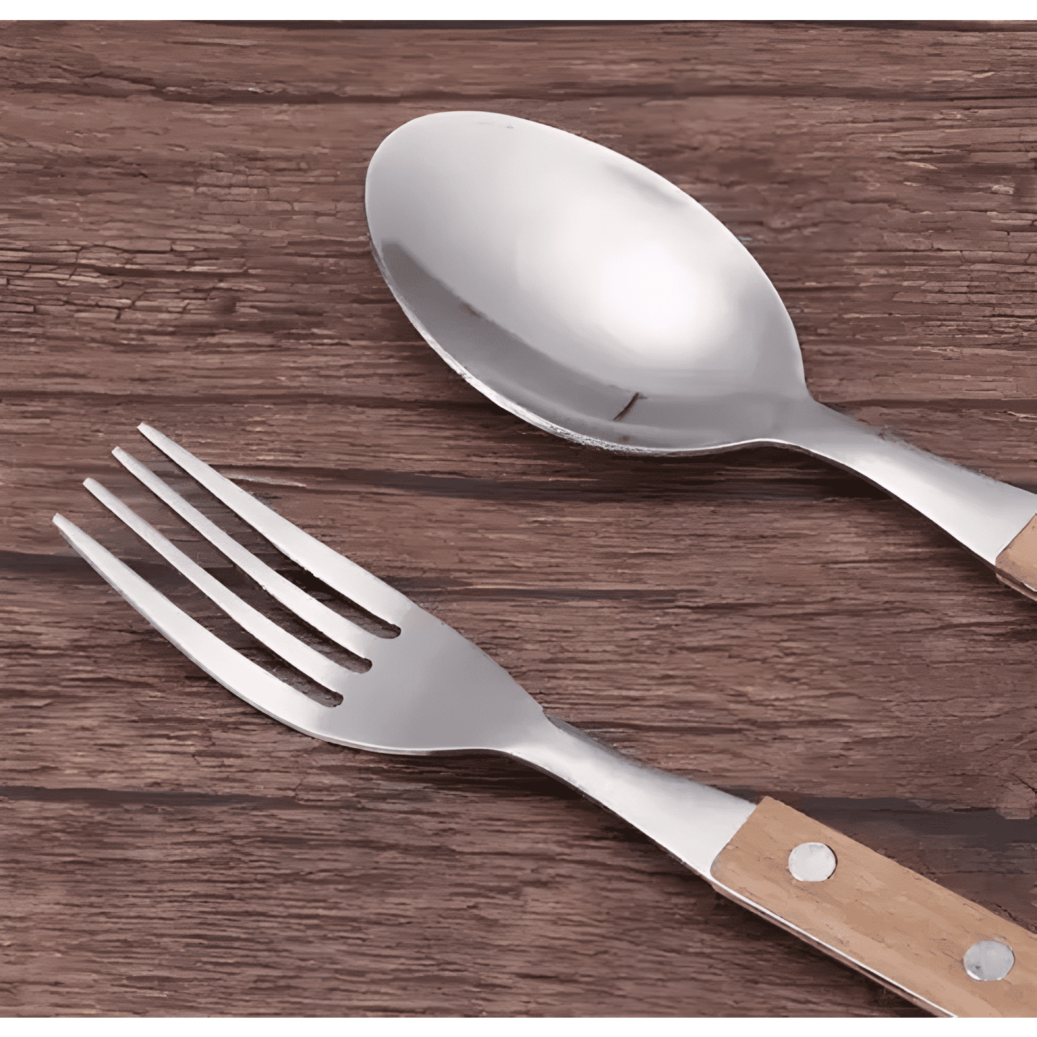 Set de servicios mango de madera utensilios cocina cubiertos-3