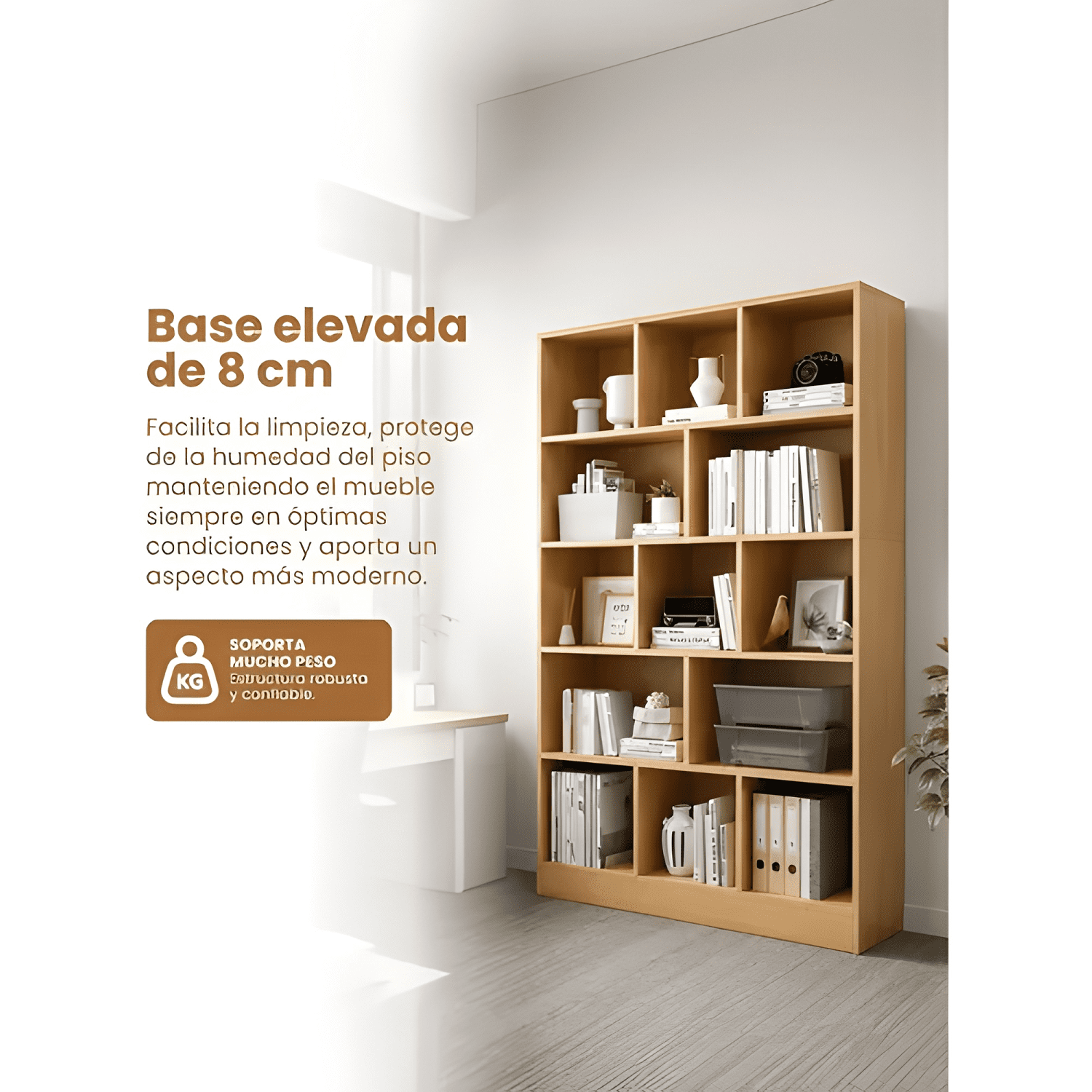 Librero madera biblioteca 13 repisas 100x23x180cm-3