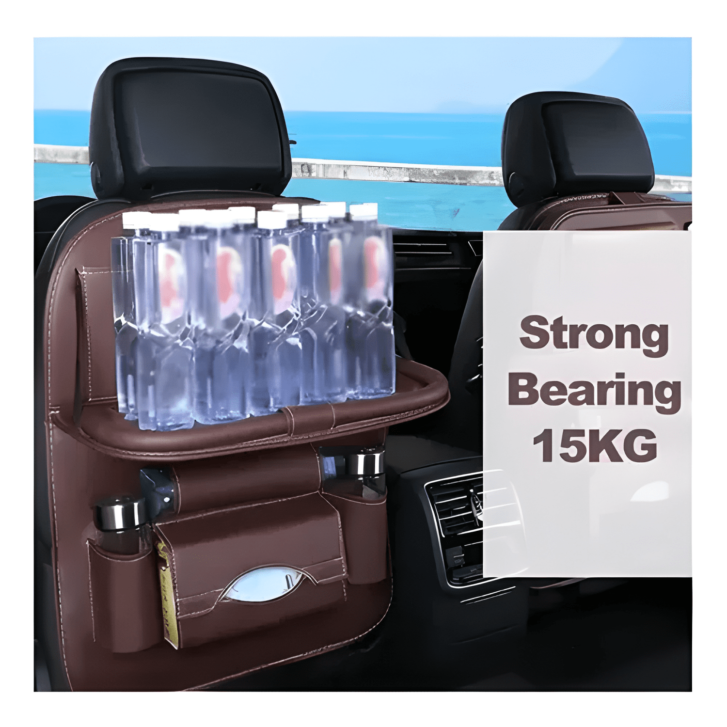 2x Organizador Auto Respaldo Asiento Portavasos-4