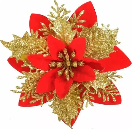 Flores Navideñas Adorno De Navidad Set De 10 Flores-0