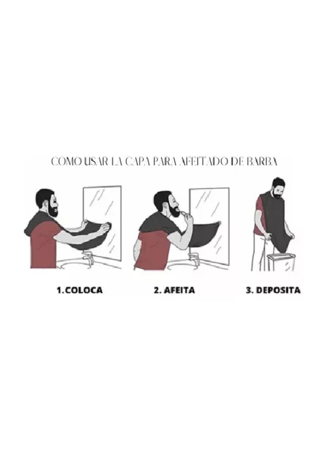 Capa Delantal para Corte de Barba Afeitado Negro Liso-3