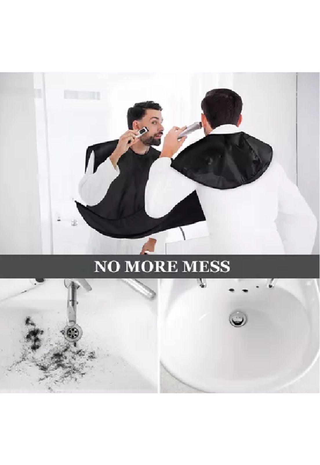 Capa Delantal para Corte de Barba Afeitado Negro Liso-4